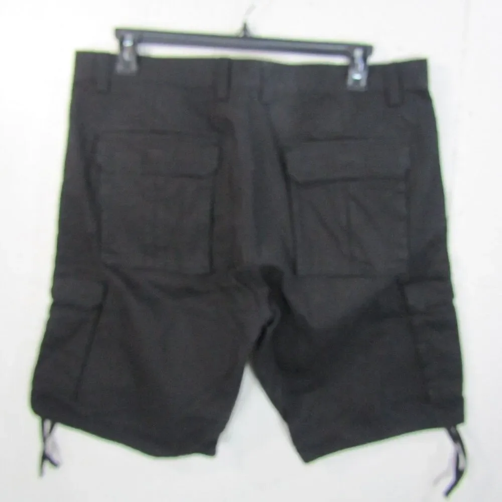NOIZ. Men's Size 42 Black Y2K Cargo Shorts Drawstring Hem Cotton Baggy Workwear